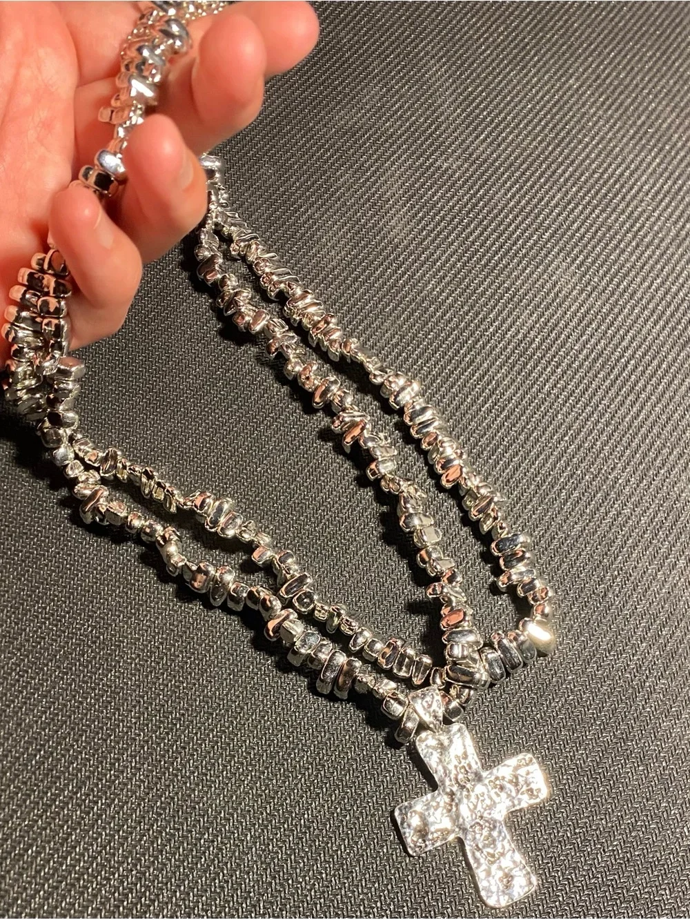 Silver-Tone Seaside Cross Chain